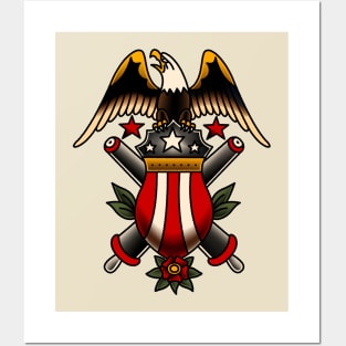 American Traditional Military Eagle & Artillary Motif Posters and Art